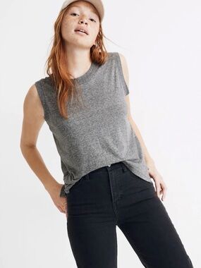 Madewell Rivet & Thread Heather Grey Ex-Boyfriend Muscle Tank Top Size Small